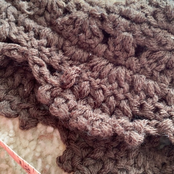 Three Bird Nest Brown Crochet Scarf - Picture 8 of 8